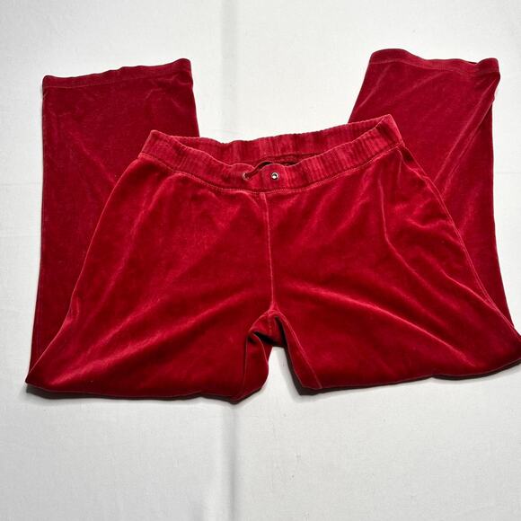 Wine Red Size Large Women’s Vintage Flared Velor Track Sweat Pants Super Cute - Picture 1 of 3